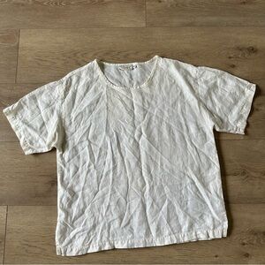 Kleen 100% Linen Shirt Top Sz M Ivory